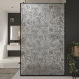 Glazen scheidingswand douche Satinatoglas met zwarte print FRAME VORTEX