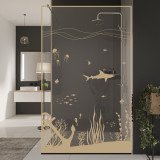 Glazen scheidingswand douche met kleurendruk FRAME UNDERWATER