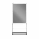 Verlichte hoge kast met spiegelende deur en laden BHS015L4