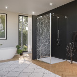 Glasdouchecabine deur aan de zijkant met decor DESIGN 2/210