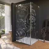 Glas douchecabine deur aan de zijkant met motief BLOEMEN 1/210