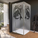 Glas douchecabine deur aan de zijkant met vismotief 1/210