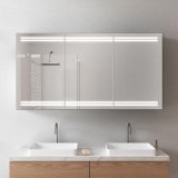 Zwarte aluminium badkamerspiegelkast met LED - Eger/Zwart Zwarte aluminium badkamerspiegelkast met LED - Eger/Zwart