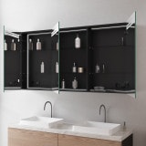 Zwarte aluminium badkamer spiegelkast met LED - Lijn/Zwart Zwarte aluminium badkamer spiegelkast met LED - Lijn/Zwart