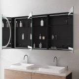 Zwarte aluminium badkamer spiegelkast met LED - Saale/Zwart Zwarte aluminium badkamer spiegelkast met LED - Saale/Zwart