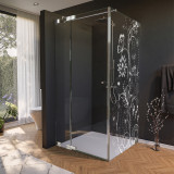 Glas douchecabine deur aan de zijkant met motief BLOEMEN 1/210