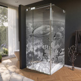 Glasdouchecabine deur aan de zijkant met vismotief 3/210