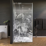 Glasdouchecabine deur aan de zijkant met vismotief 3/210