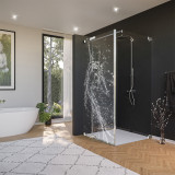 Glas douchecabine deur met decoratie WATER 2/210 aan de zijkant