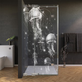 Glasdouchecabine deur met motief KWALLEN 210 aan de zijkant