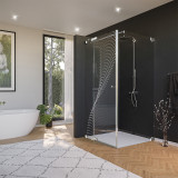 Glas douchecabine deur met zijdecor DOT 8/210