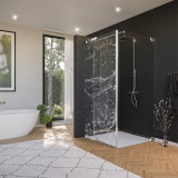 Glas douchecabine deur met zijpaneel met decor WATER 4/210