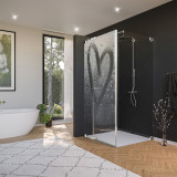 Glas douchecabine deur met zijpaneel met motief HART 210