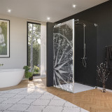 Glas douchecabine deur met zijpaneel met motief WINDROSE 210