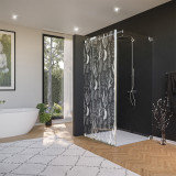 Glas douchecabine deur met zijpaneel met motief ZEEGRAS 210