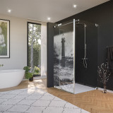 Glas douchecabine deur zijdelings met motief VUURTOREN 2/210