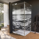 Glas Douche cabine deur zijdelings met motief ZEE 1/210