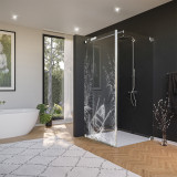 Glas douchecabine deur zijpaneel met motief BOOT IN HET RIET 210