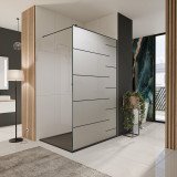 Glazen scheidingswand douche Satinato met zwarte opdruk FRAME LINE 4