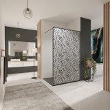 Glazen scheidingswand douche Satinato met zwarte opdruk FRAME MEMPHIS 1