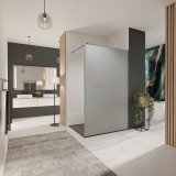 Glazen scheidingswand douche Satinatoglas met zwarte print FRAME SQUARES 5