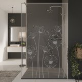 Glazen scheidingswand douche met kleurendruk FRAME DANDELION Glazen scheidingswand douche met kleurendruk FRAME DANDELION