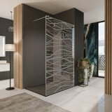 Glazen scheidingswand douche met kleurendruk FRAME FLORA 2