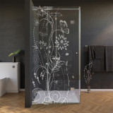 Glas douchecabine deur aan de zijkant met motief BLOEMEN 1/210