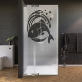 Glas douchecabine deur aan de zijkant met vismotief 1/210