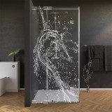Glas douchecabine deur met decoratie WATER 2/210 aan de zijkant