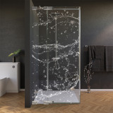 Glas douchecabine deur met zijpaneel met decor WATER 4/210