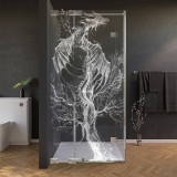Glas douchecabine deur met zijpaneel en draakmotief 210