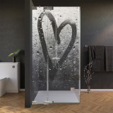 Glas douchecabine deur met zijpaneel met motief HART 210