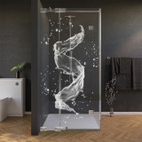 Glas douchecabine deur zijdelings met decor WATER 3/210