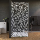Glas douchecabine deur zijdelings met motief SPA 1/210