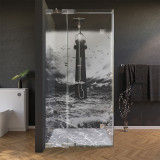Glas douchecabine deur zijdelings met motief VUURTOREN 2/210