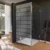 Glas douchecabine met gestreept matglas, deur aan de zijkant AREA 4/210