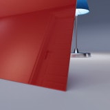 Rood gelakt Gehard-glas op maat van 4mm