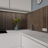 Keuken spatwand ESG glas 6mm met keramische kleurenprint LAMELLEN 1