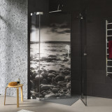 Douchecabine van glas met hoekinstap en MOTIEF ZEE 1/209