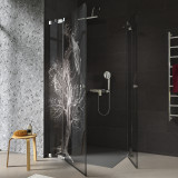 Douchecabine glazen hoekinstap met motief DRAAK 209