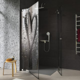 Douchecabine glazen hoekinstap met motief HART 209