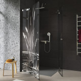 Douchecabine glazen hoekinstap met motief RIET 209