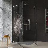 Douchecabine glazen hoekinstap met motief SCHILD KRUIS 209