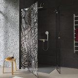 Douchecabine glazen hoekinstap met motief SPA 1/209