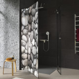 Douchecabine glazen hoekinstap met motief STENEN 209