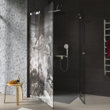 Douchecabine glazen hoekinstap met motief VISSEN 3/209