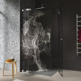 Douchecabine glazen hoekinstap met motief DRAAK 209