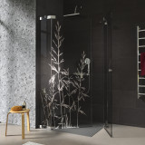 Douchecabine glazen hoekinstap met motief GRASSEN 209