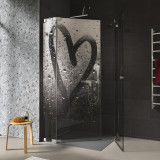 Douchecabine glazen hoekinstap met motief HART 209